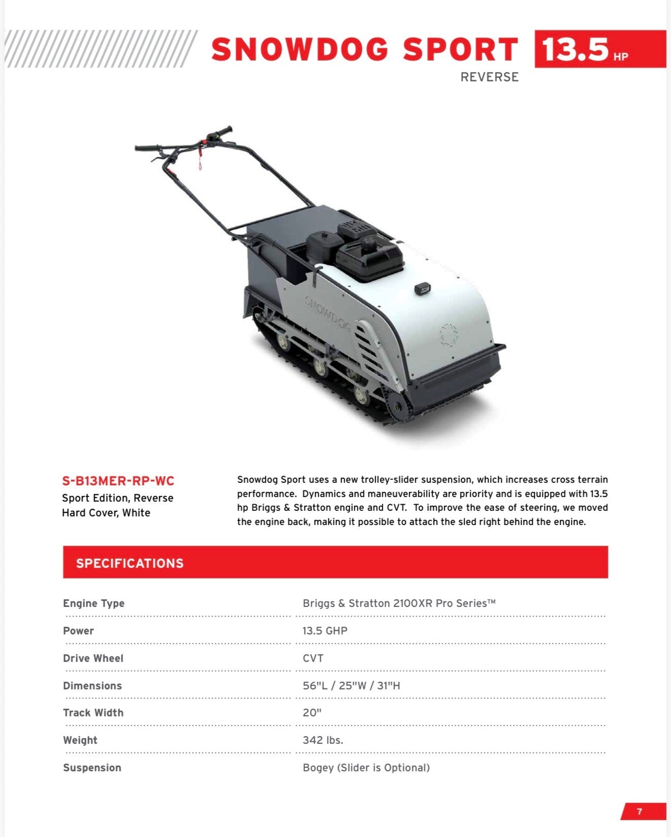 SNOWDOG STU-B13MER-RP-WC with reverse – Erie Power Equipment